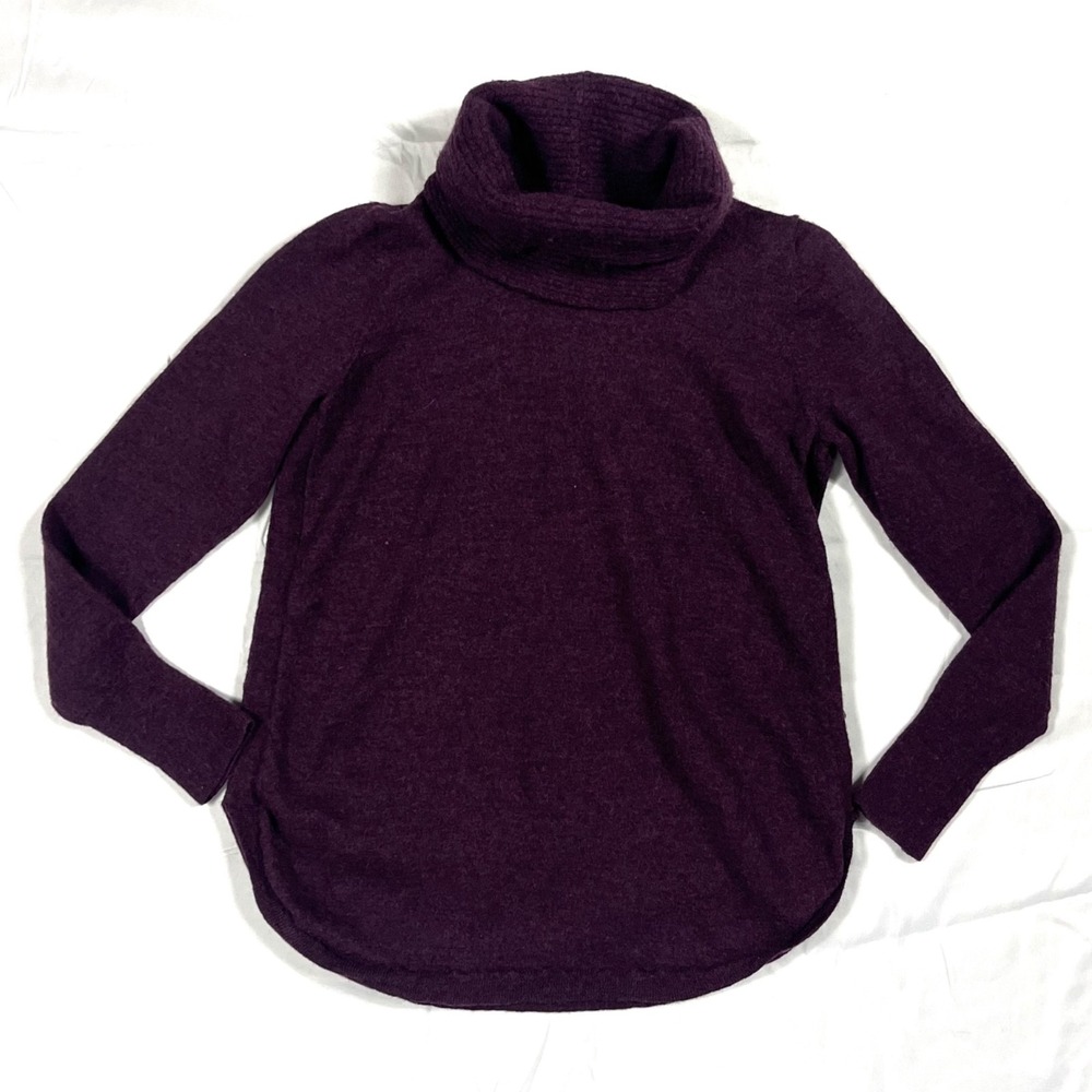 GUC Cynthia Rowley Women XS Purple Merino Wool Cowl Neck Long Sleeve Sweater